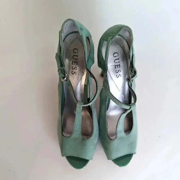 Guess Mary Jane Tiffany Blue Platform Heels - 7.5 - Picture 11 of 11